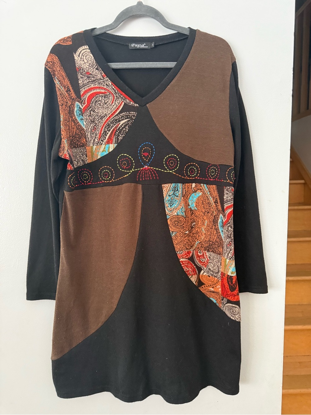 🇨🇦Papa Fashions Vancouver Boho Patchwork Tunic Dress - size L